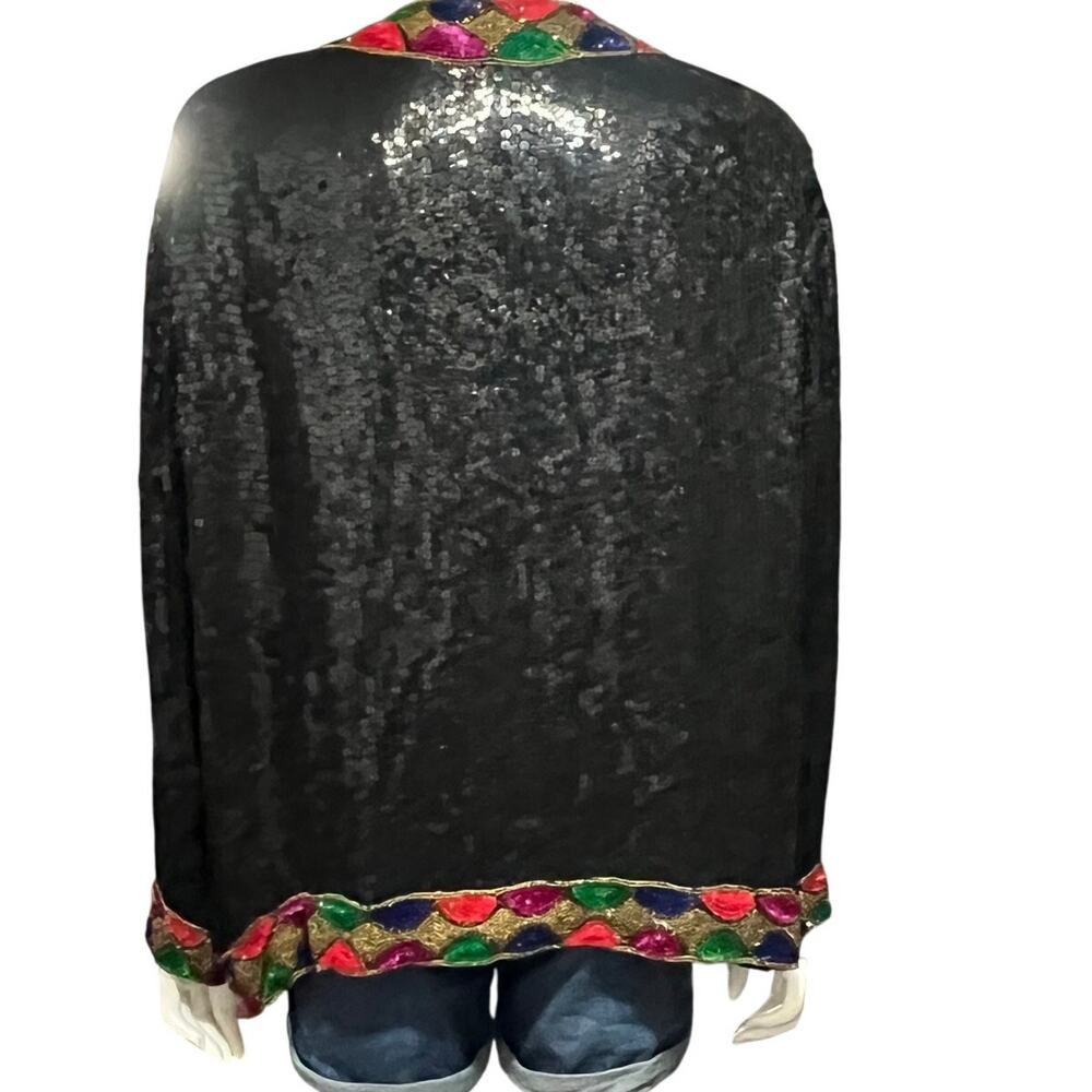 Eve's Allure Vintage Womens Natural Silk Sequins Beaded Jacket Size 1X - Picture 6 of 11
